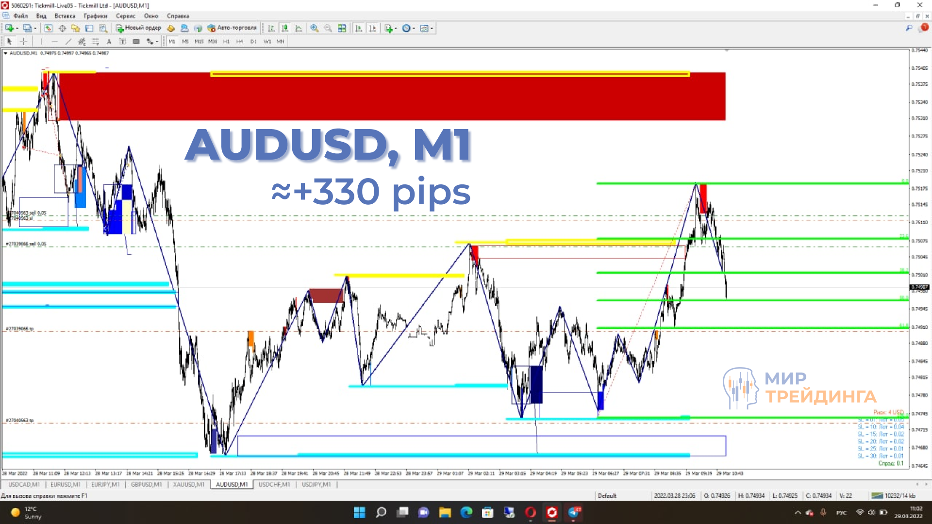 Сделка по AUDUSD на +300 пипсов