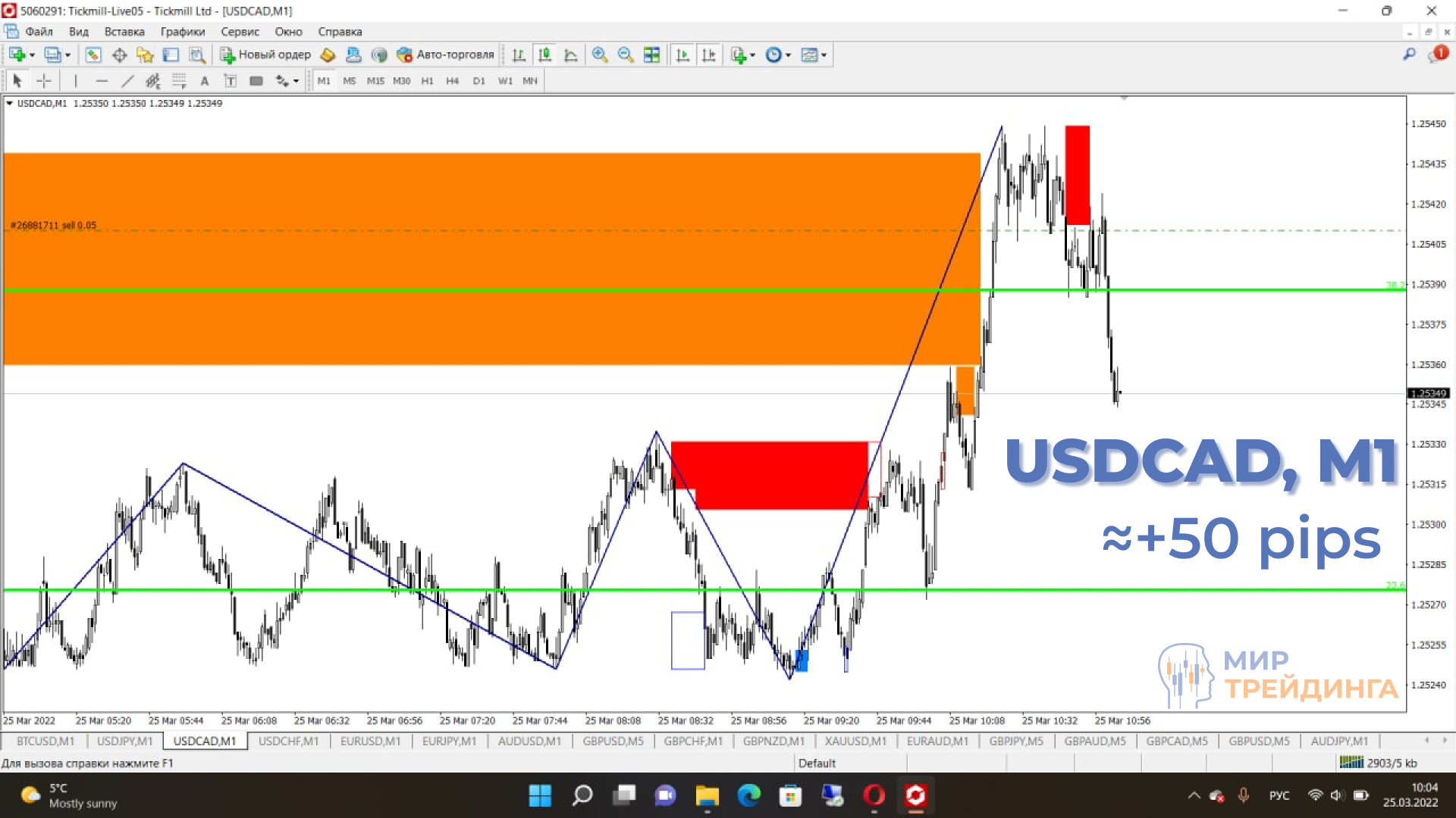 Сделка по USDCAD на +50 pips (не зафиксирована)