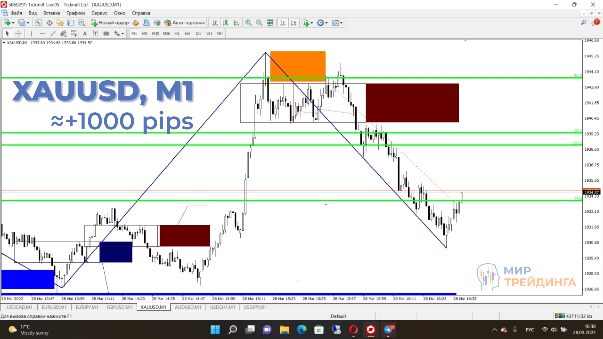 Сделки по XAUUSD на +1000 pips